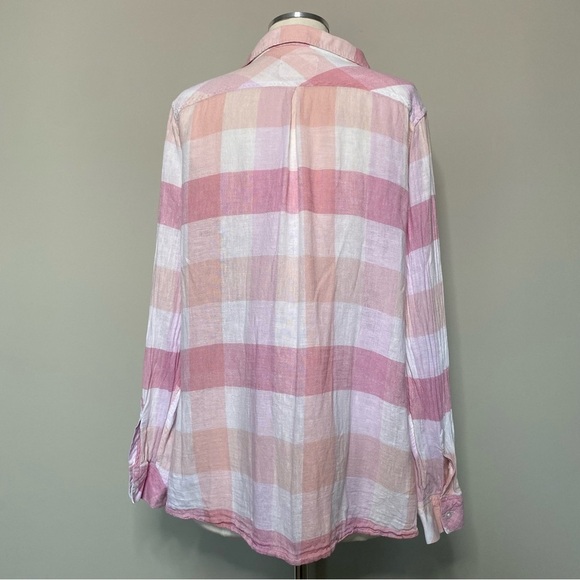 Rails Charli Checkered Plaid Button Down Shirt in Peach/Blush/White, Medium - Picture 9 of 16